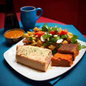 Delicious vegetable salad with grilled chicken and cheese