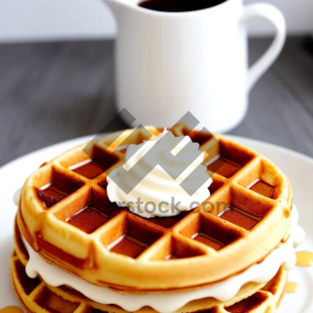 Picture of Delicious Sweet Breakfast Plate with Syrup-Coated Pastry