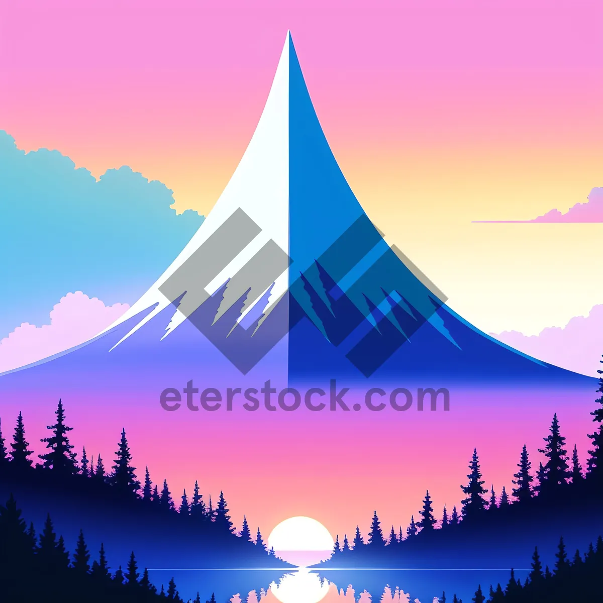 Picture of Winter Tree Decoration with Snowy Pyramid and Star