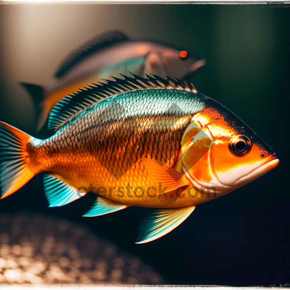 Picture of Vibrant Orange Goldfish Swimming in Aquarium