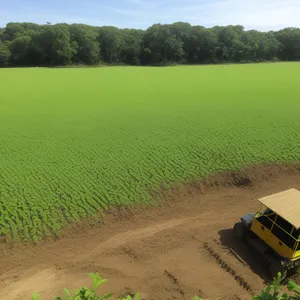 Vibrant Rural Soybean Field Under Summer Sky