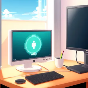 Modern Desktop Computer with Flat Screen Display