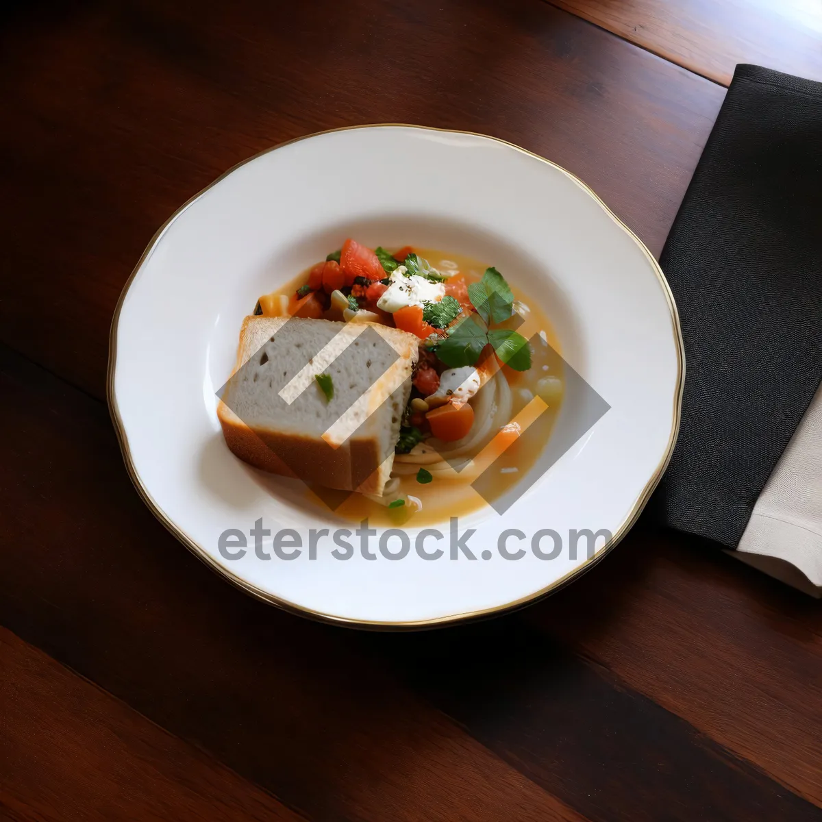 Picture of Delicious Gourmet Fish Soup with Grilled Vegetables