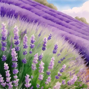 Blooming Lavender Field in Countryside