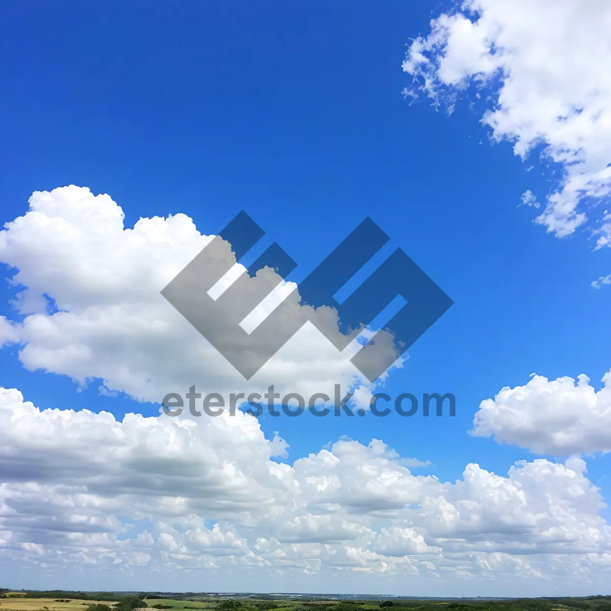 Picture of Vibrant Summer Sky with Fluffy Clouds