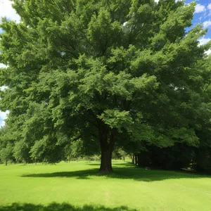 Countryside Oak in Serene Forest Clearing