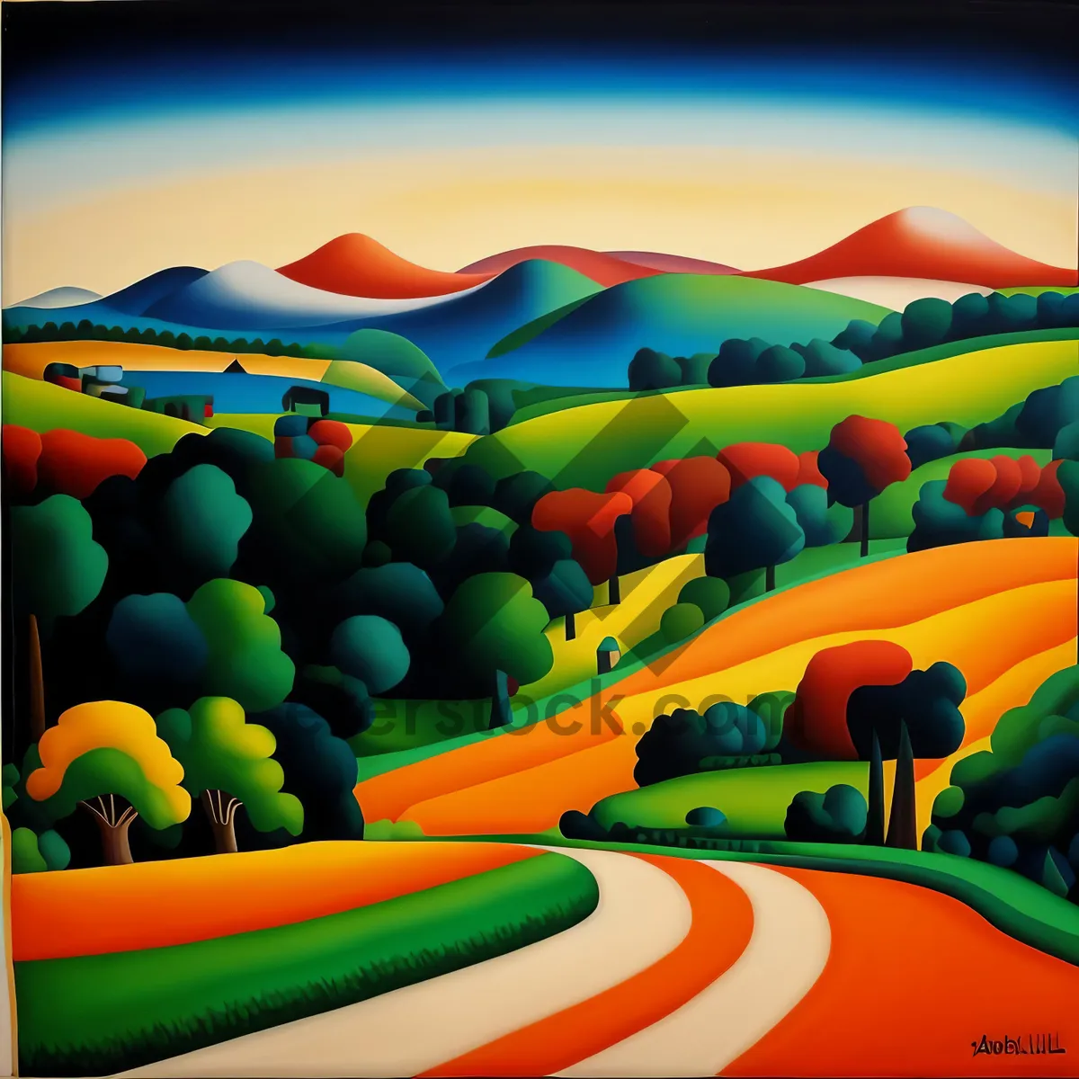 Picture of Colorful Crayon Toy in Yellow School Area