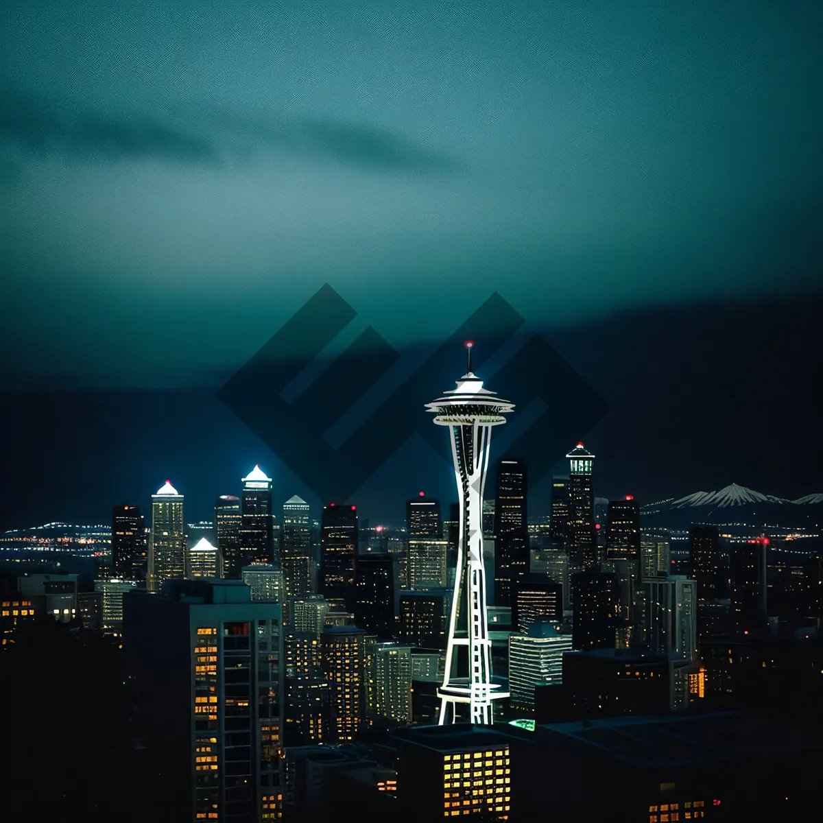 Picture of Cityscape at Dusk: Urban Lights Illuminate Metropolitan Skyline