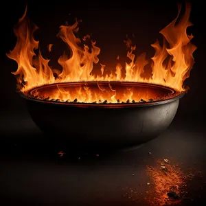 Fiery Cooking Utensil: Wok and Flame