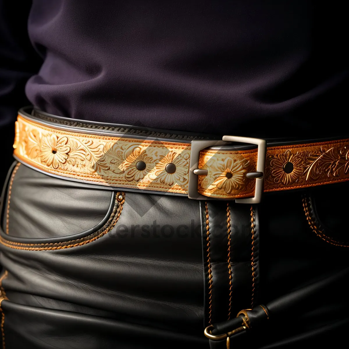 Picture of Leather Buckled Denim Mailbag for Fashionable Devices