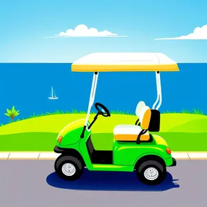 Golfer Cartoon Contestant Driving Car