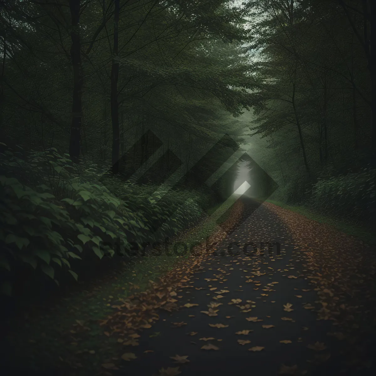 Picture of Majestic Tree-lined River in Autumn's Scenic Forest