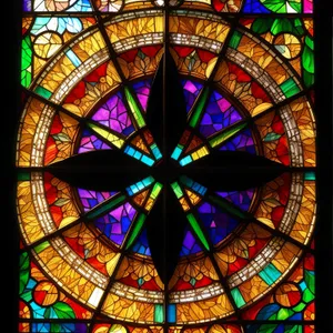 Colorful Stained Glass Window in Historic Cathedral