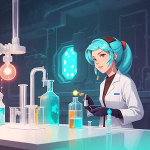 Professional scientist wearing lab coat conducting research