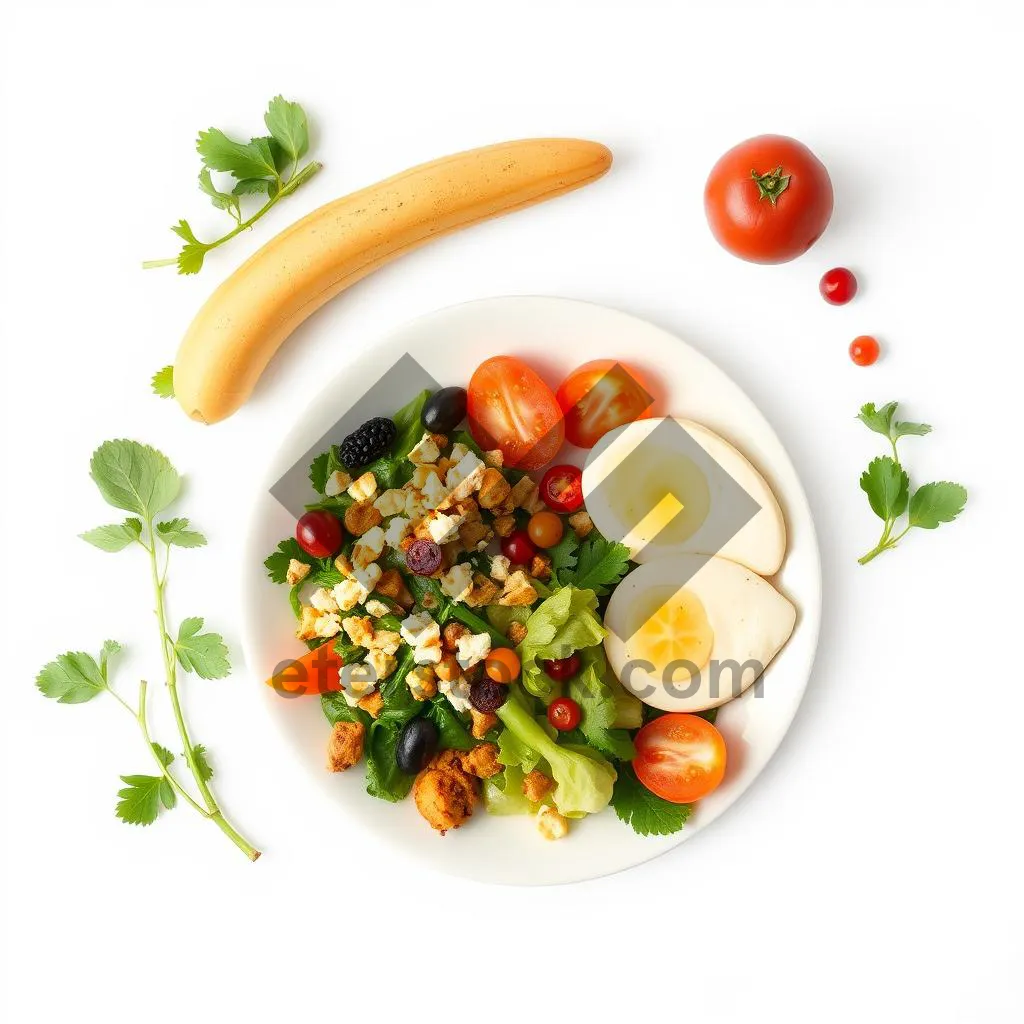 Picture of Delicious Gourmet Salad with Fresh Vegetables and Cheese