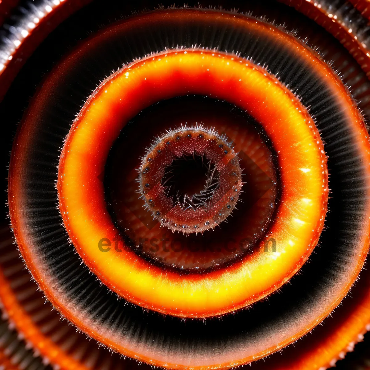 Picture of Colorful Kiwi Fractal Spiral: A vibrant digital design inspired by a kiwi fruit's texture and the circular pattern of a millipede.
