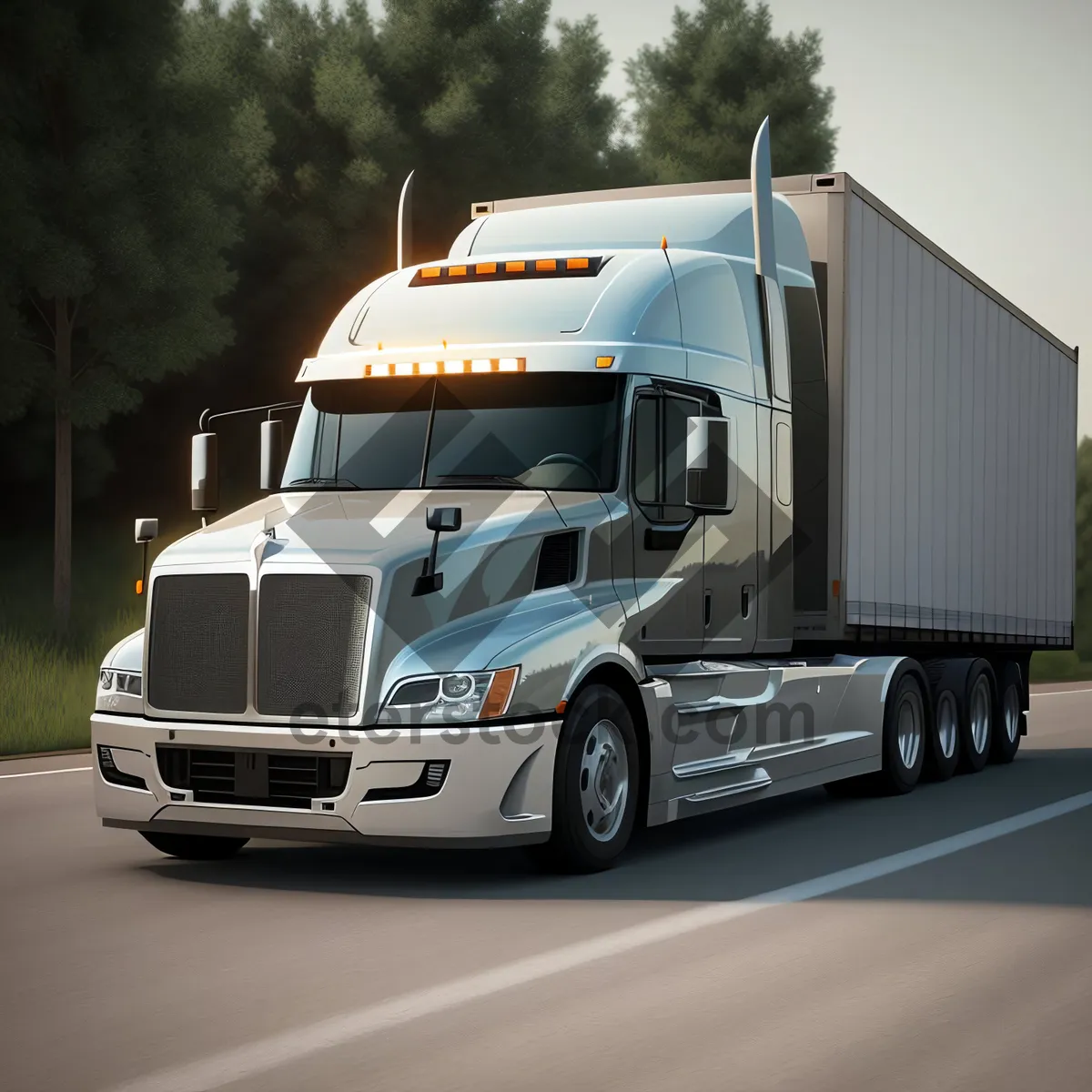 Picture of Freight Transport on Highway: Industrial Trailer Truck