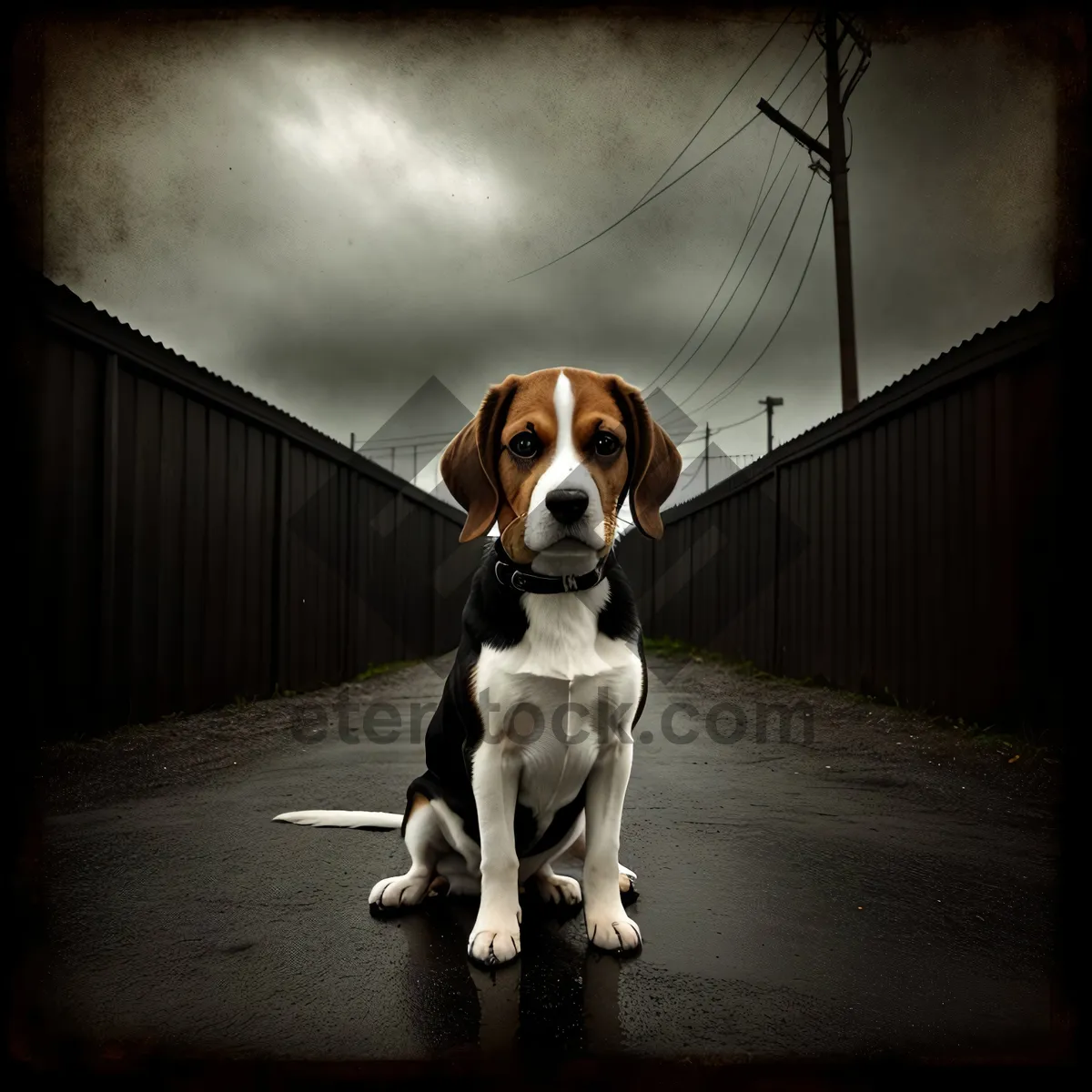 Picture of Brown Beagle Puppy - Adorable Hound Dog Portrait