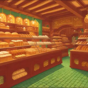 Cozy Bakery Shop Counter Interior