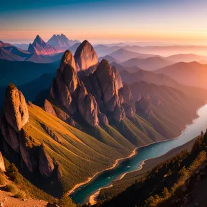 Serenity at Sunset: Majestic Canyon With Glowing Sky