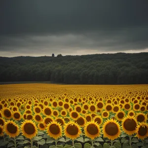 Yellow Sunflower Pattern in Honeycomb Framework