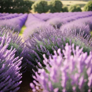 Vibrant Lavender Flower in Rural Garden Field