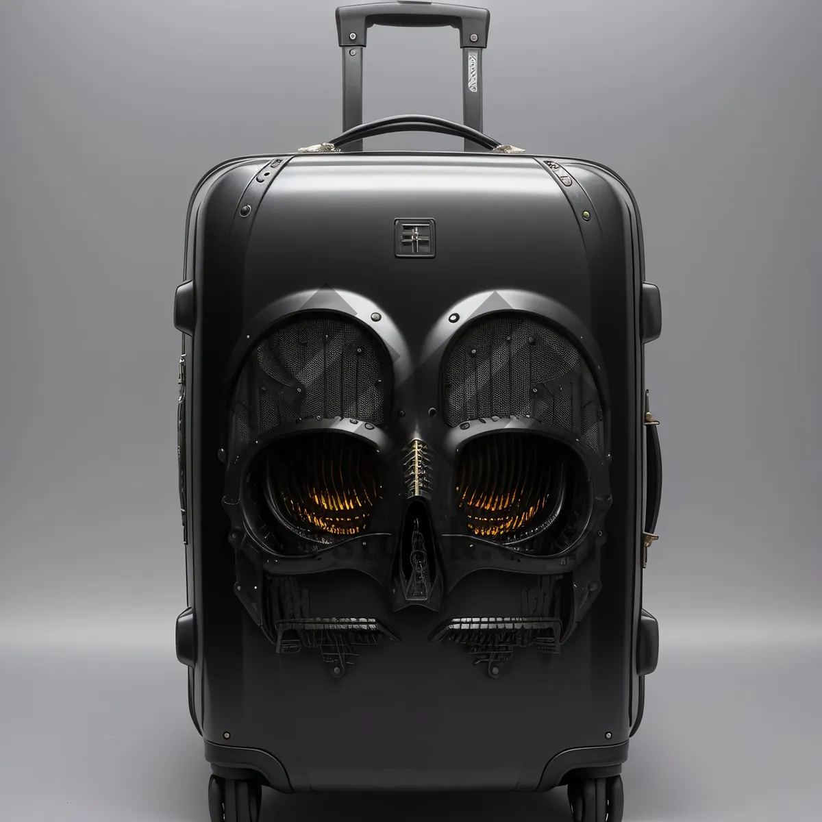 Picture of Black backpack with stroboscope in spotlight.