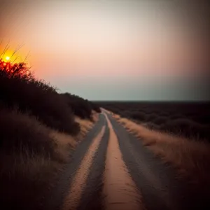 Golden Sunset Over Rural Countryside Road