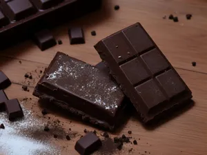 Computer keyboard close up with chocolate wallet.