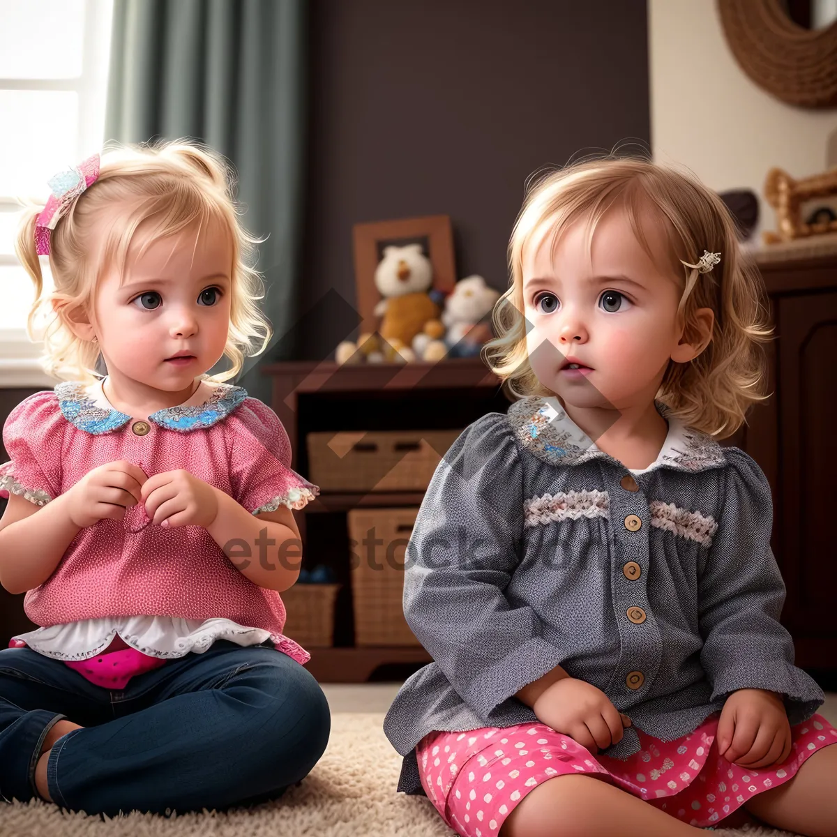 Picture of Happy Children Playing with Dolls