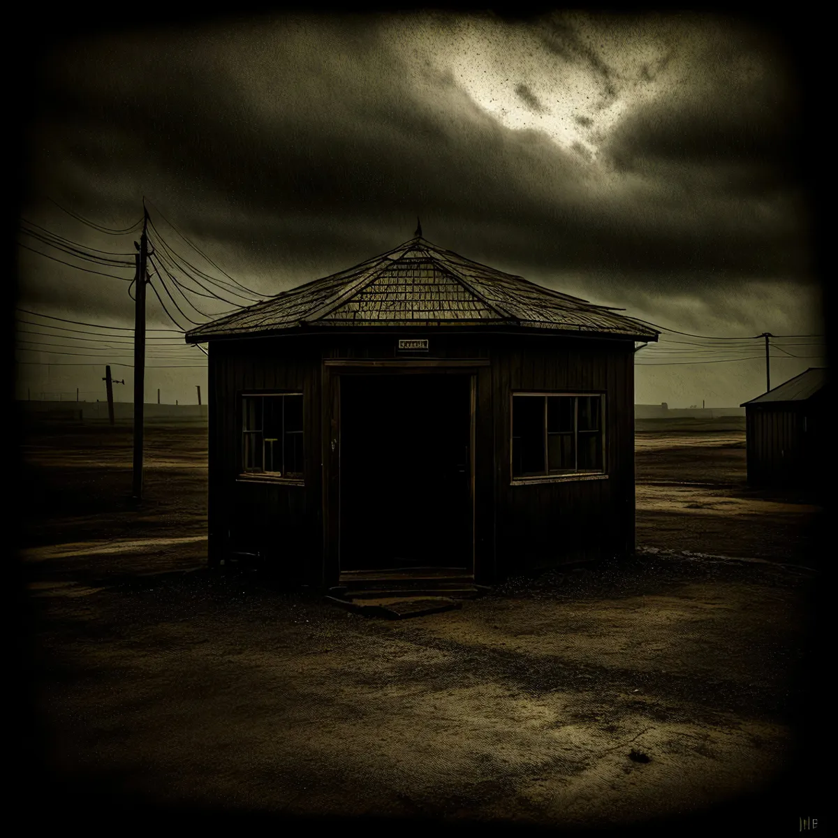 Picture of Quaint old rural house tucked amidst sky-reaching structures