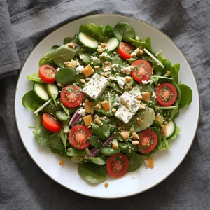 Fresh Salad Plate with Vegetables and Cheese