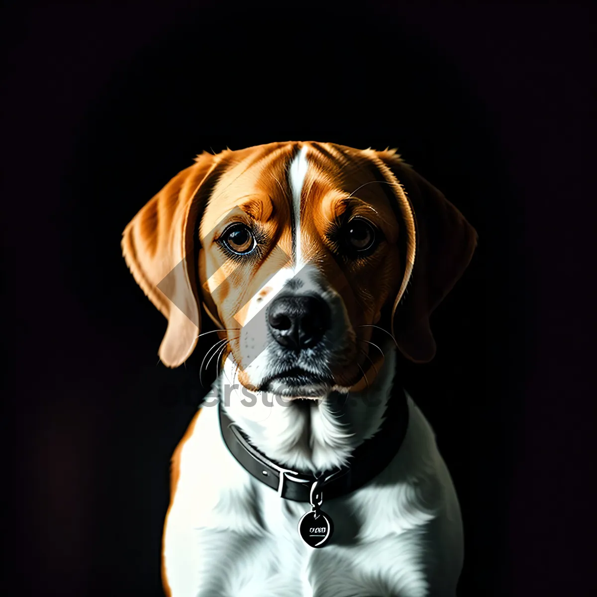 Picture of Pedigreed Black Boxer Dog with Cute Collar