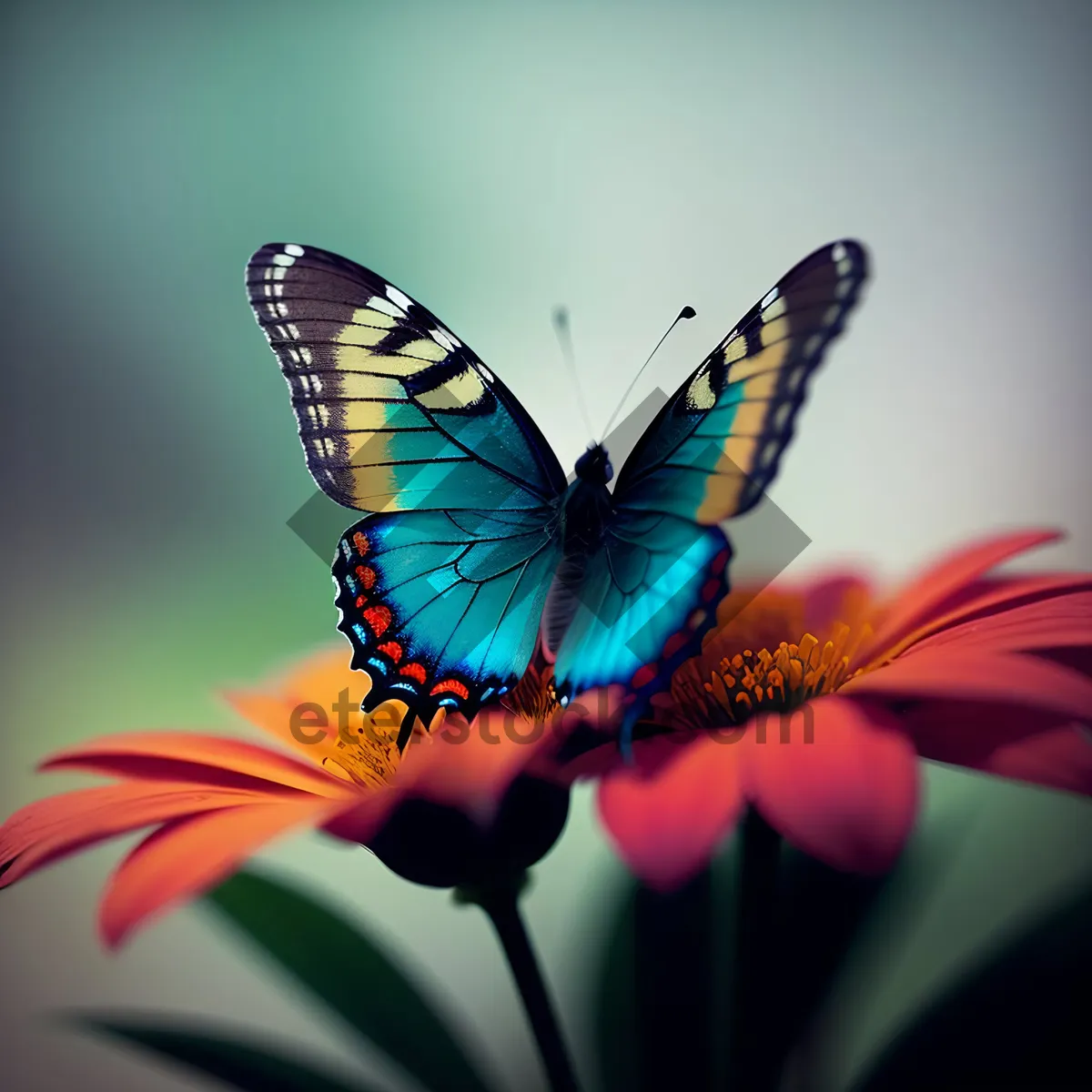 Picture of Colorful Monarch Butterfly on Vibrant Flower