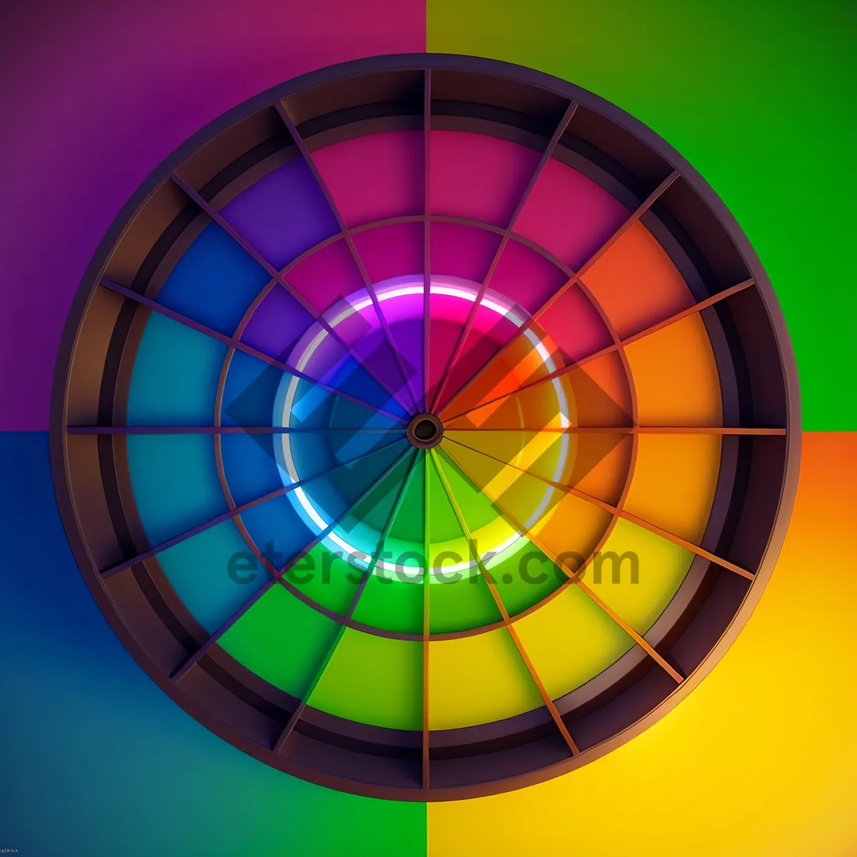 Picture of Vibrant Circular Grid Artwork with Colorful Patterns