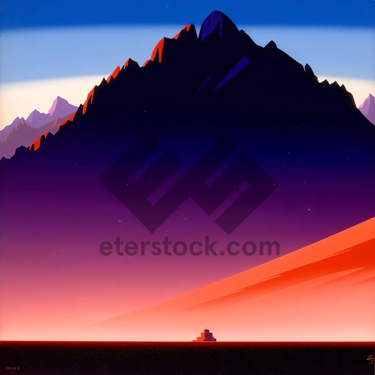 Picture of Vibrant Sunset Over Majestic Mountain Landscape