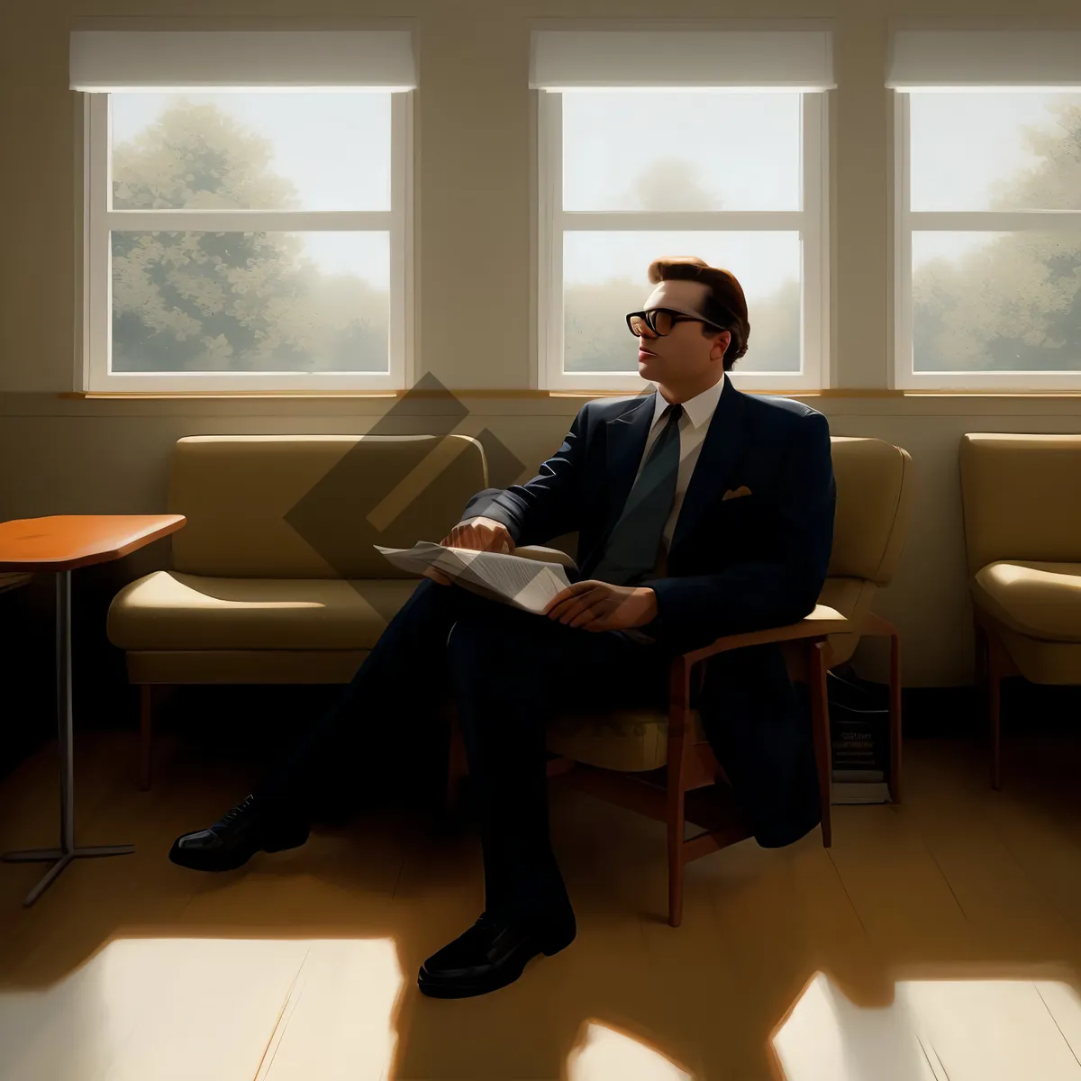 Picture of Happy Male Business Professional Working on Laptop in Office