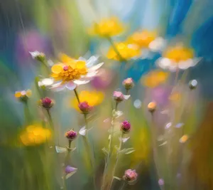 Yellow floral meadow in bright summer sunshine.