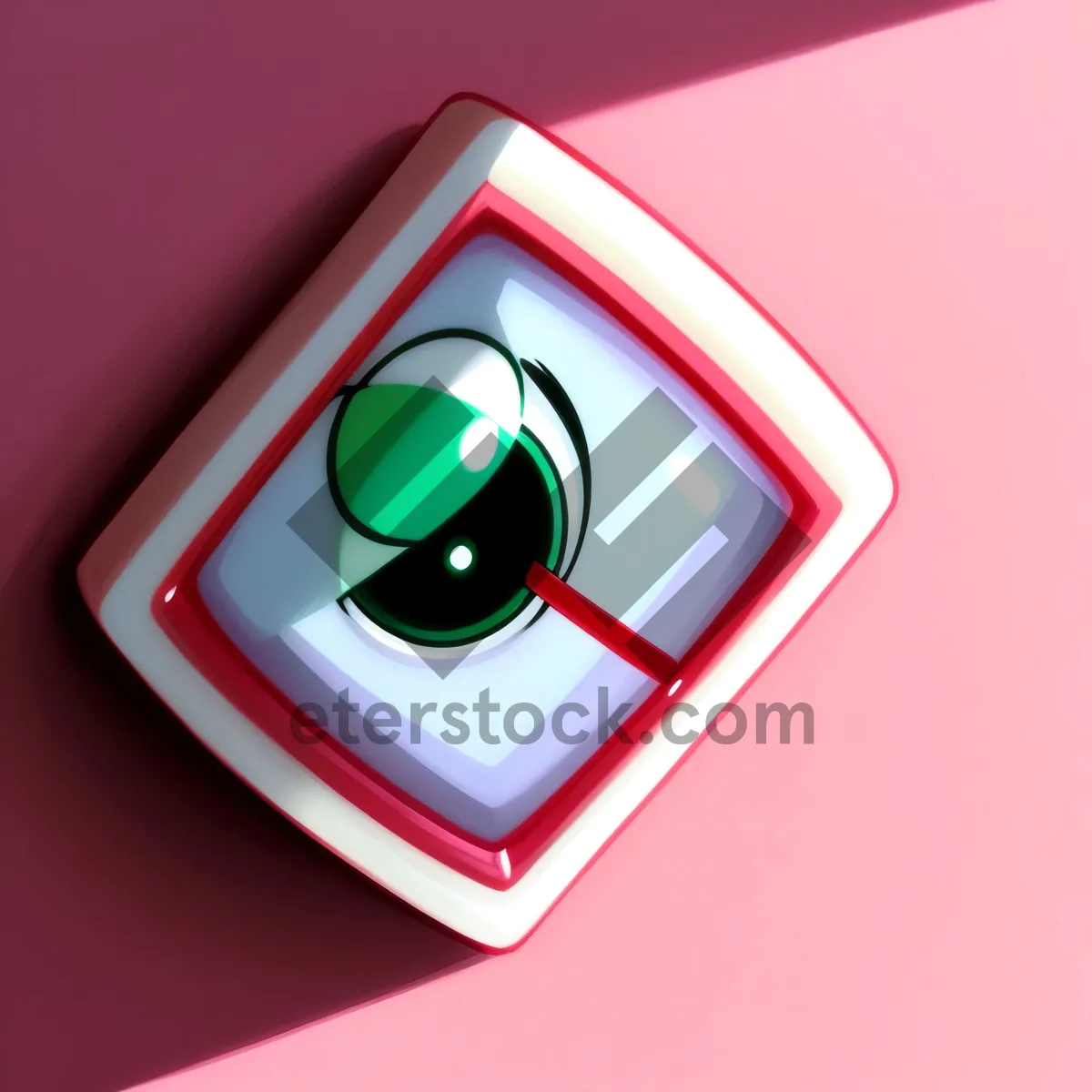 Picture of Modern 3D Stereo Icon Button with Shiny Metallic Finish