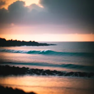 Golden Sunset over Tropical Beach