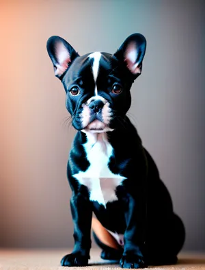 Cute Black Terrier in Studio Portrait