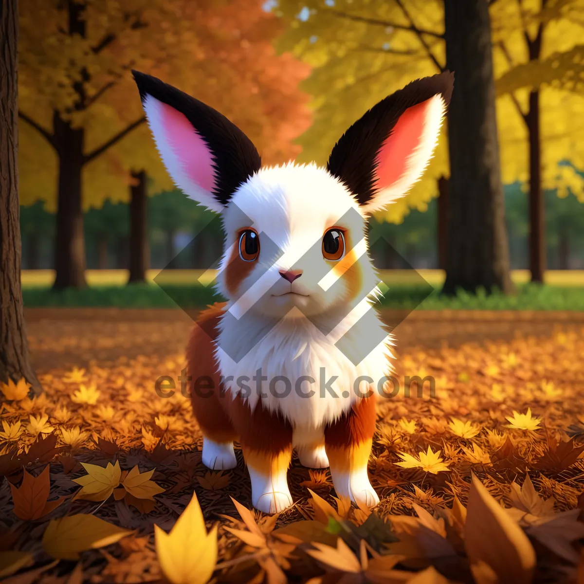 Picture of Furry Easter Bunny in Studio with Pumpkin