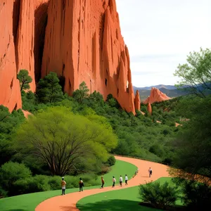 Serene Mountainside View Amidst Lush Parkland