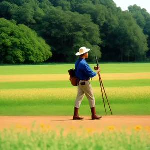 Skilled Golfer Swinging Club on Green Fairway