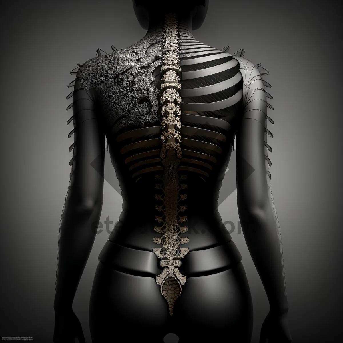 Picture of Anatomical Skeleton - Black and White X-Ray