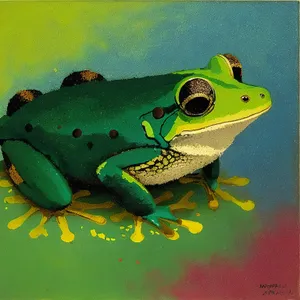 Vibrant Orange Eyed Tree Frog in Abstraction