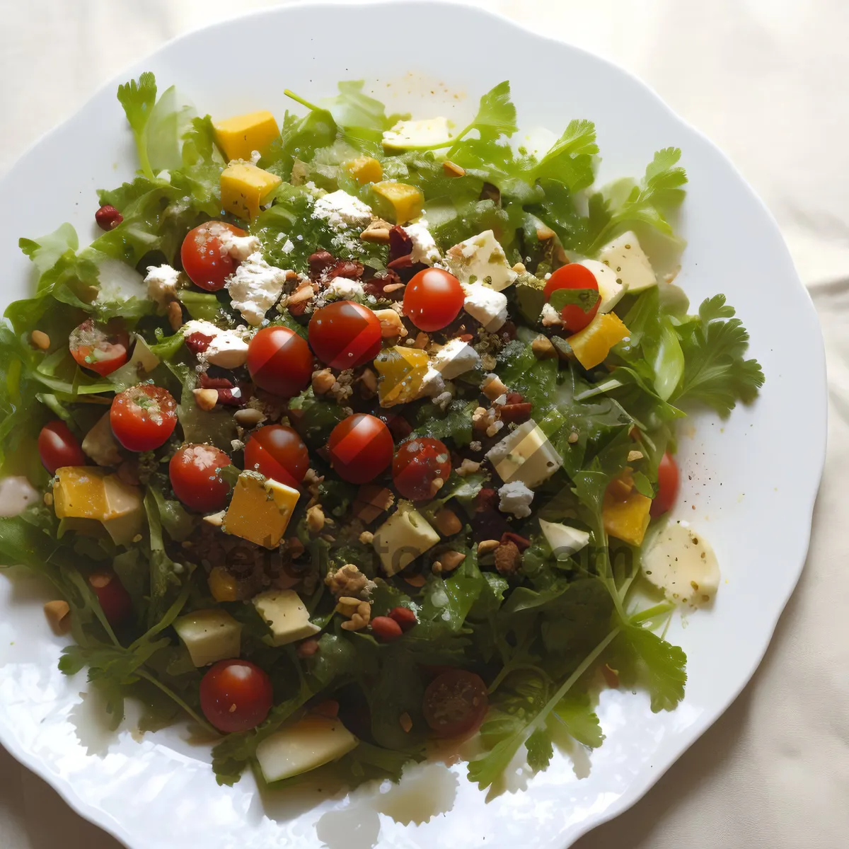 Picture of Gourmet salad with fresh vegetables and cherry tomatoes