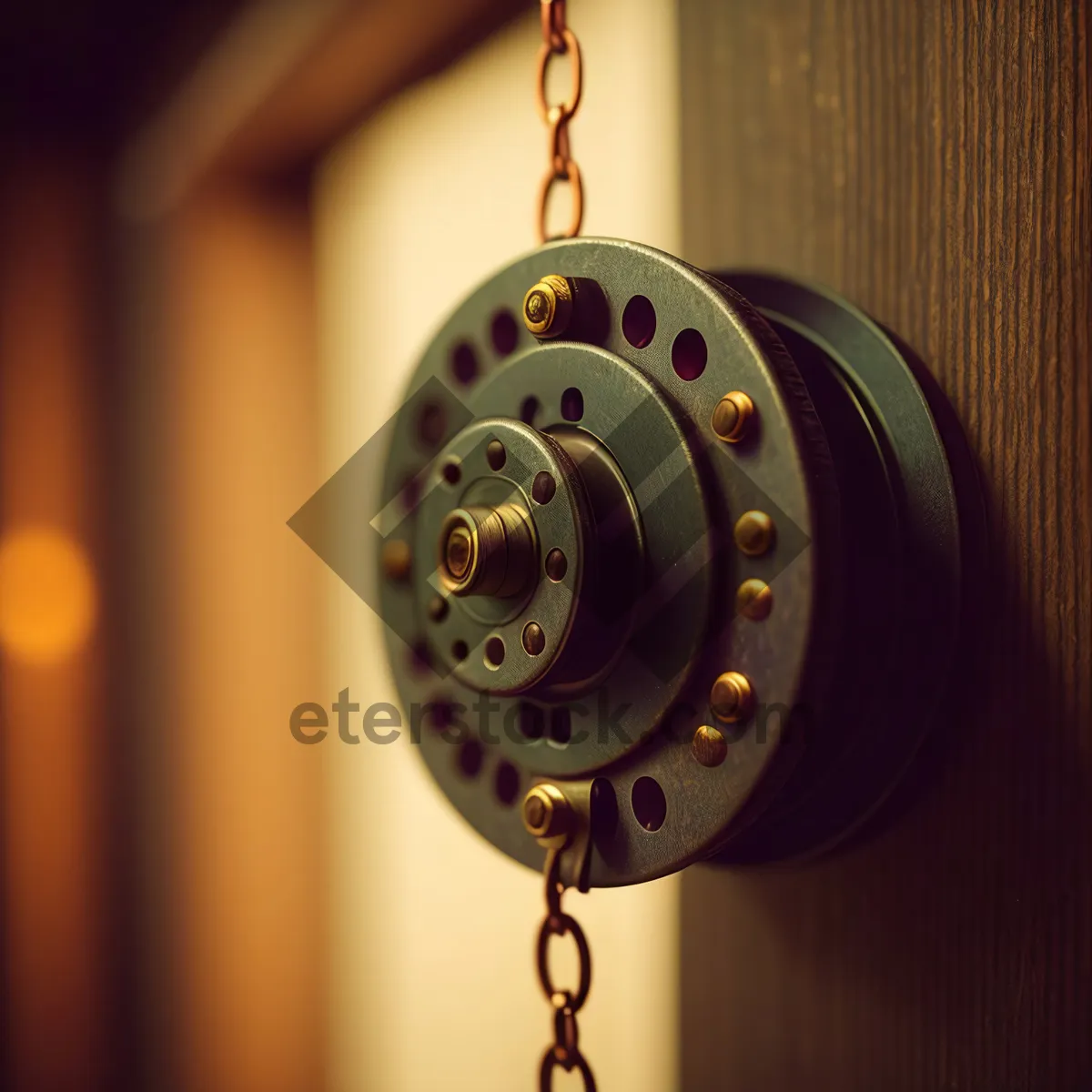 Picture of Metal Chain Pulley Reel: Mechanical Device Decoration.