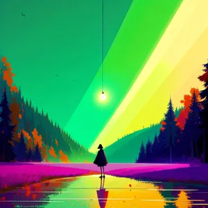 Vibrant Digital Artwork with Colorful Lighting