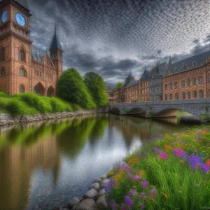 Majestic Castle Standing Proudly Beside River